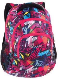 BACKPACK TEENS PINK GRAFFITI PULSE 43x28x22cm